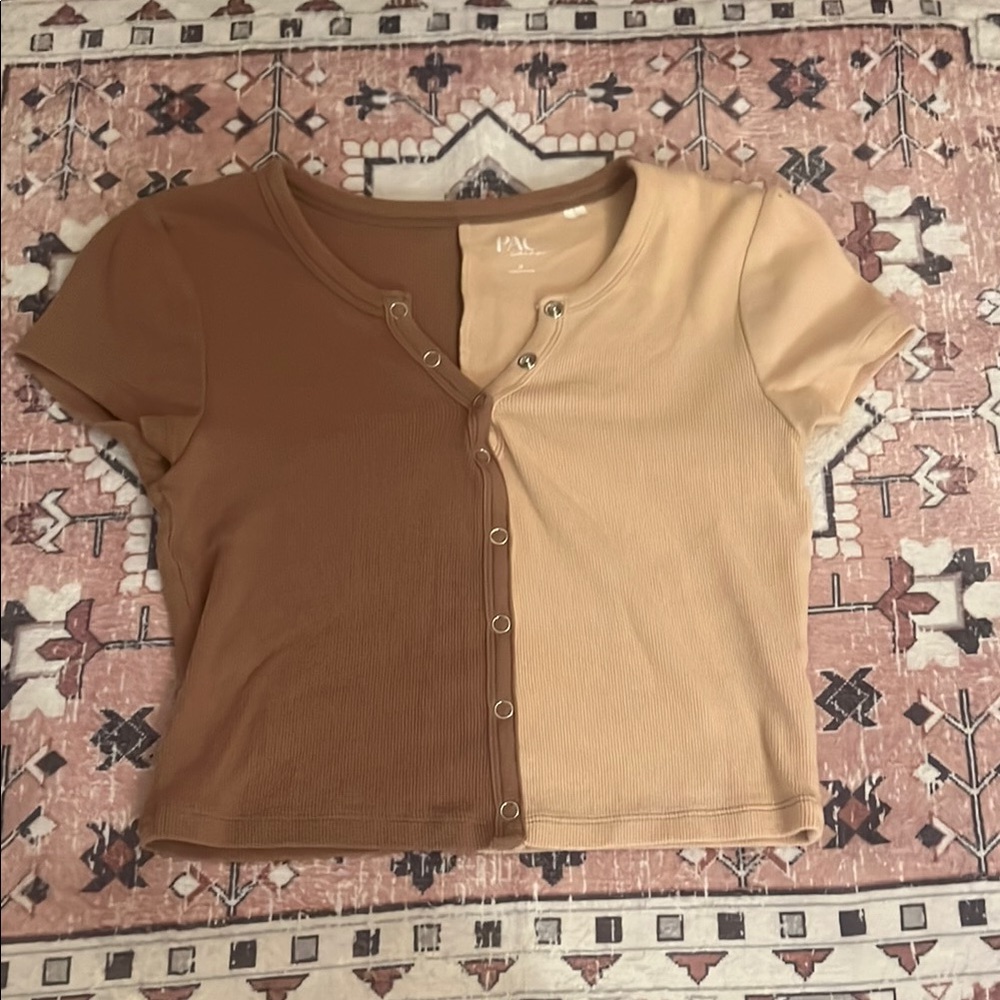 PacSun Two-Tone Brown Crop Top